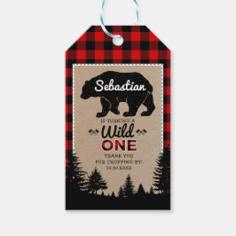 Woodland Lumberjack Beer Wild Een 1e Verjaardag Cadeaulabel