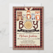 Woodland Lumberjack Boy Baby shower Uitnodiging (Voorkant)