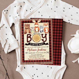 Woodland Lumberjack Boy Baby shower Uitnodiging