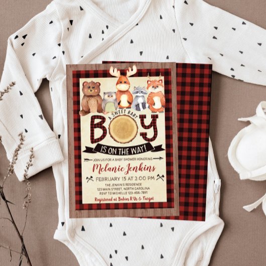 Woodland Lumberjack Boy Baby shower Uitnodiging
