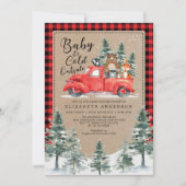 Woodland Lumberjack Snowy Winter Baby shower Kaart (Voorkant)