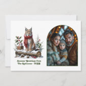 Woodland Lynx Rustic Forest Christmas Photo Feestdagenkaart (Voorkant)