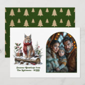 Woodland Lynx Rustic Forest Christmas Photo Feestdagenkaart (Voorkant / Achterkant)