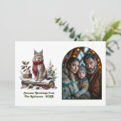 Woodland Lynx Rustic Forest Christmas Photo Feestdagenkaart (Staand voorkant)