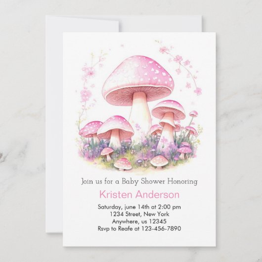 Woodland Magic Adventure Mushroom Meisje Baby show Kaart (Voorkant)