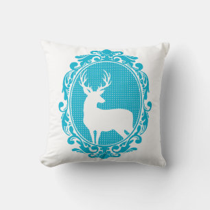 Woodland Magic Deer Silhouette en Blue Scroll Lijs Kussen