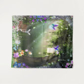 Woodland Magical Flower Forest Deer & Bunny Tapest Wandkleed (Voorkant (horizontaal))