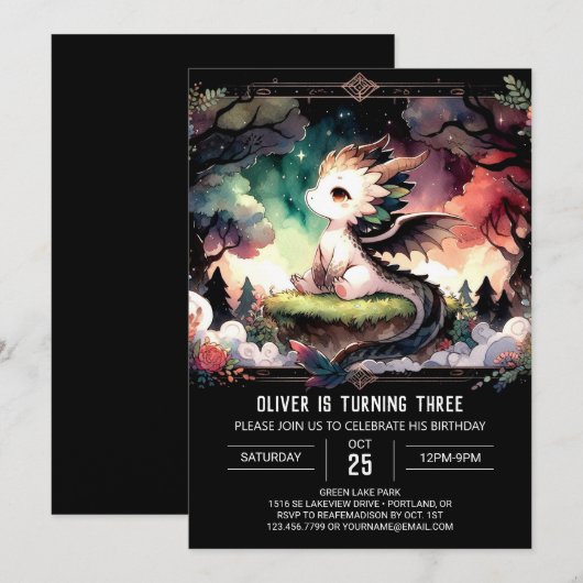 Woodland Majestic Dragon Verjaardag Kaart (Voorkant / Achterkant)