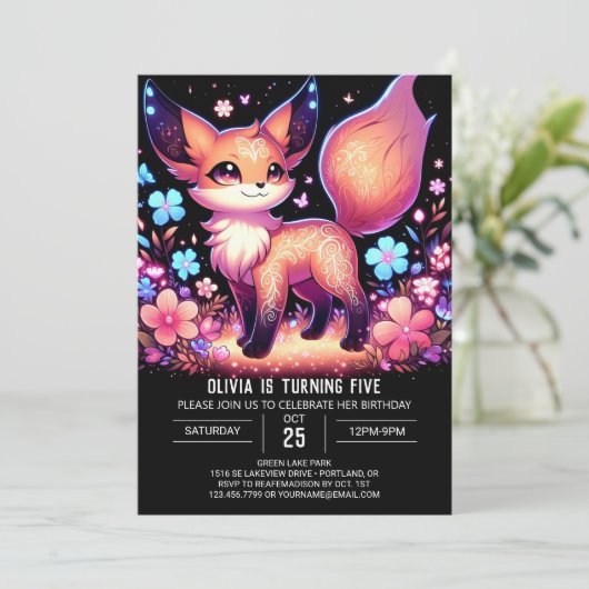 Woodland Majestic Fox digitale verjaardag Kaart (Staand voorkant)