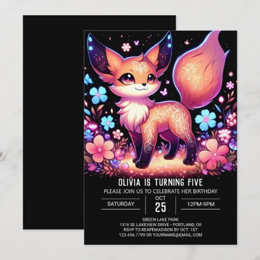 Woodland Majestic Fox digitale verjaardag Kaart (Voorkant / Achterkant)