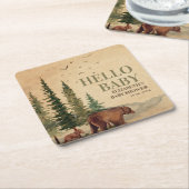 Woodland Mama Beer & Cub Baby shower Kartonnen Onderzetters (Schuin)
