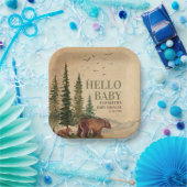 Woodland Mama Beer & Cub Baby shower Papieren Bordje (Feest)