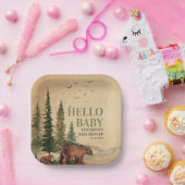 Woodland Mama Beer & Cub Baby shower Papieren Bordje (Feest)