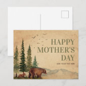 Woodland Mama Beer & Hare Cub Moederdag Briefkaart (Voorkant / Achterkant)