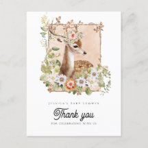 Woodland Manor Baby Shower Bedankkaartje