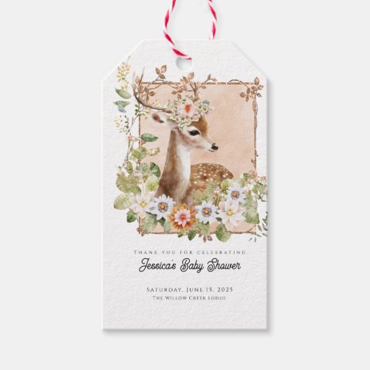 Woodland Manor Baby Shower Cadeaubijslabjes Cadeaulabel (Voorkant)