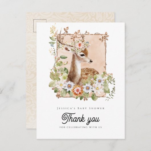 Woodland Manor Baby shower Dank u Briefkaart (Voorkant / Achterkant)