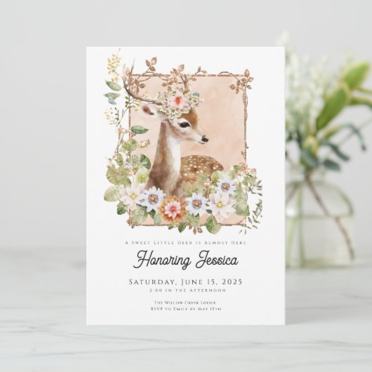 Woodland Manor Baby shower Invitation Kaart (Staand voorkant)