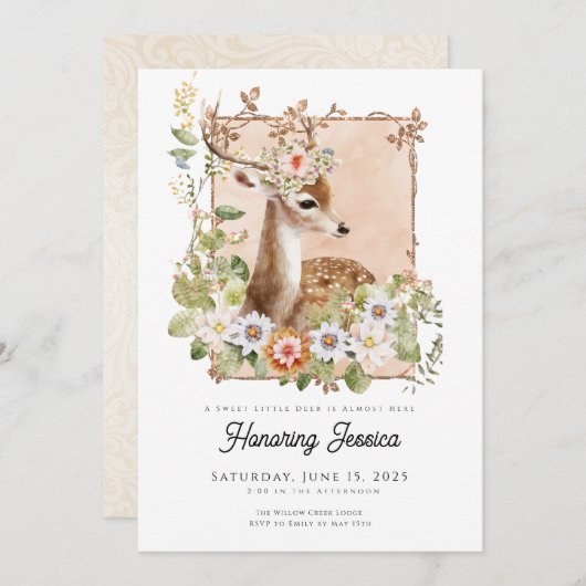 Woodland Manor Baby shower Invitation Kaart (Voorkant / Achterkant)