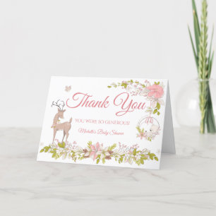 Woodland Meisje Baby shower Bedankkaart