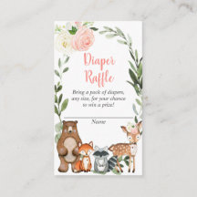 Woodland meisje baby shower luier loterij kaarten