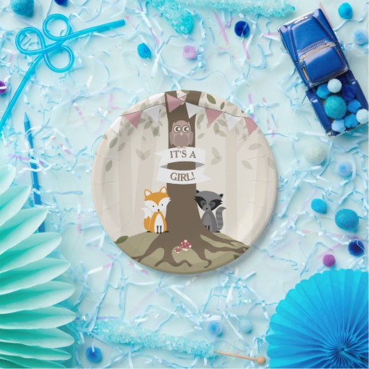 Woodland Meisje Baby shower Papieren Bordje (Feest)