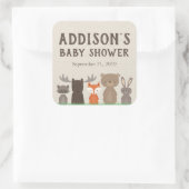 Woodland met Baby shower Square Stickers (Tas)