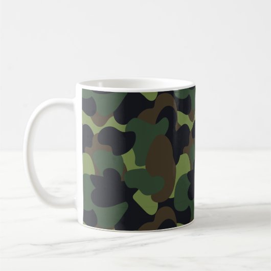 Woodland Militaire Camo Green Brown Black Pattern Koffiemok (Links)