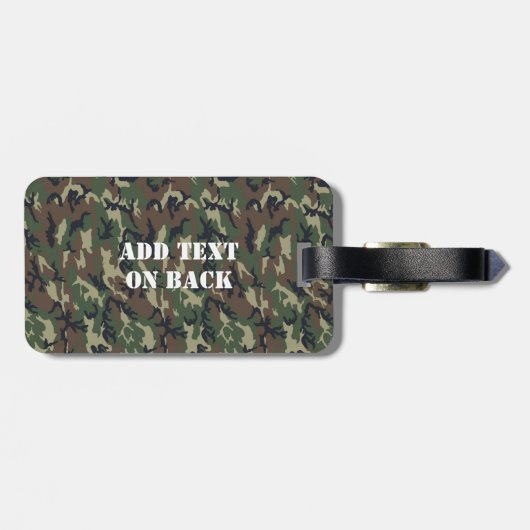 Woodland Militaire Camouflage Bagagelabel (Achterkant horizontaal)