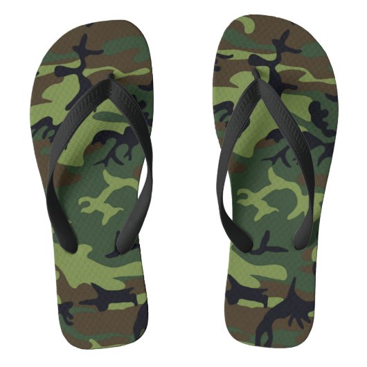 Woodland Militaire Groene Camouflage Patroon Volwa Teenslippers (Voetbed)