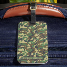 Woodland Militairy Camo Print - Gepersonaliseerd Bagagelabel