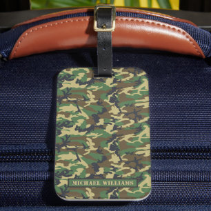 Woodland Militairy Camo Print - Gepersonaliseerd Bagagelabel