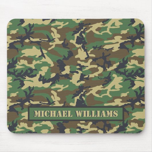 Woodland Militairy Camo Print - Gepersonaliseerd Muismat (Voorkant)