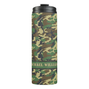 Woodland Militairy Camo Print - Gepersonaliseerd Thermosbeker