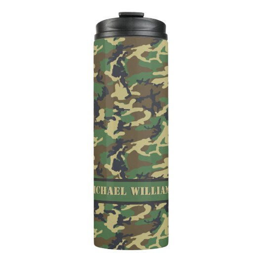 Woodland Militairy Camo Print - Gepersonaliseerd Thermosbeker (Voorkant)