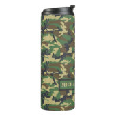 Woodland Militairy Camo Print - Gepersonaliseerd Thermosbeker (Gedraaid links)