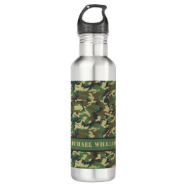 Woodland Militairy Camo Print - Gepersonaliseerd Waterfles