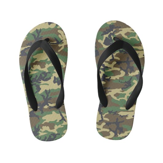 Woodland Militairy Camo Print Kinder Teenslippers (Voetbed)