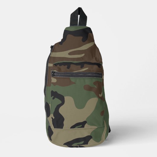 Woodland Military Camouflage Pattern Sling Bag (Voorkant)