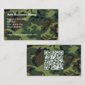 Woodland Military Green Camouflage & QR Code Visitekaartje (Voorkant / Achterkant)