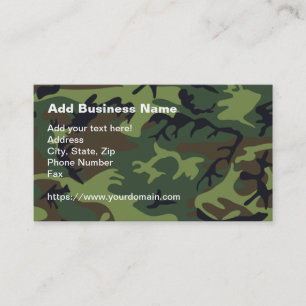 Woodland Military Green Camouflage & QR Code Visitekaartje