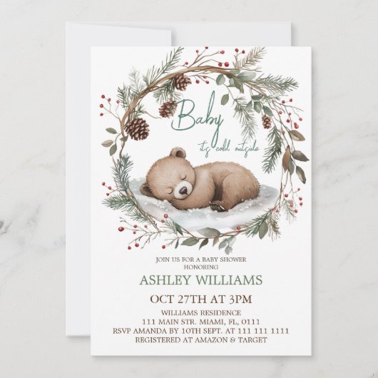 Woodland Minimal Beer Baby shower Invitation Kaart (Voorkant)