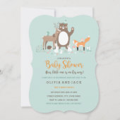 Woodland Mint en Oranje Baby shower Invite Kaart (Voorkant)