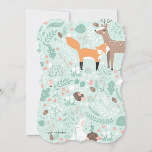 Woodland Mint en Oranje Baby shower Invite Kaart (Achterkant)