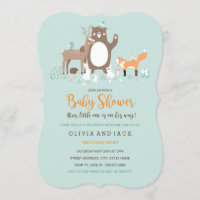 Woodland Mint en Oranje Baby shower Invite