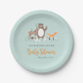 Woodland Mint en Oranje Baby shower Papier Bord (Voorkant)