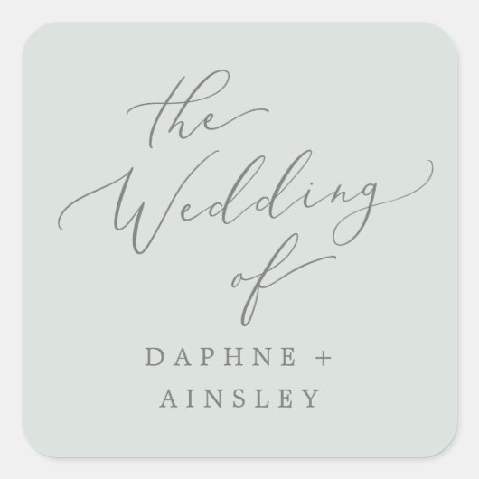 Woodland Mint Green Wedding Envelope Seals Vierkante Sticker (Voorkant)