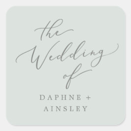 Woodland Mint Green Wedding Envelope Seals Vierkante Sticker
