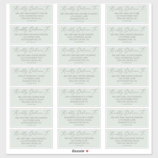 Woodland Mint Green Wedding Guest Adresetiketten Sticker (Vel)
