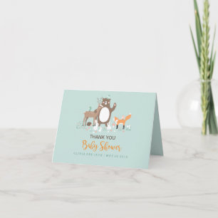 Woodland Mint Oranje Baby shower bedankje Bedankkaart